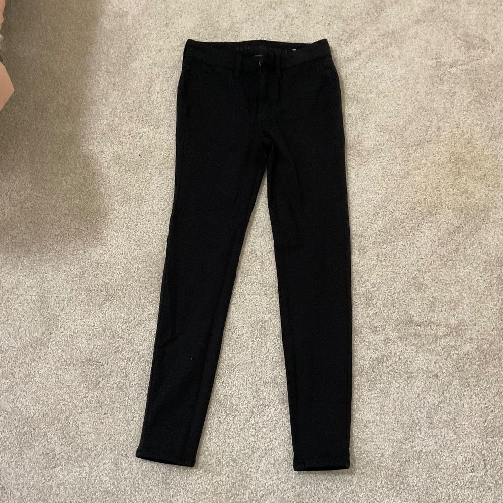 AE high rise super stretch skinny pants black size 2